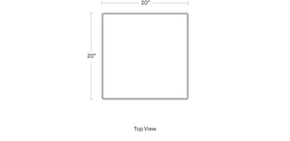 A dimensional drawing of the Union 20" Square Pillow
