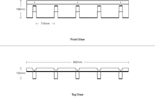 A dimensional drawing of the 2D:3D Coat Rack