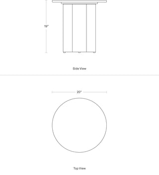 A dimensional drawing of the 4/4 Side Table