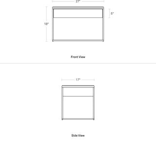 A dimensional drawing of the Construct Nightstand