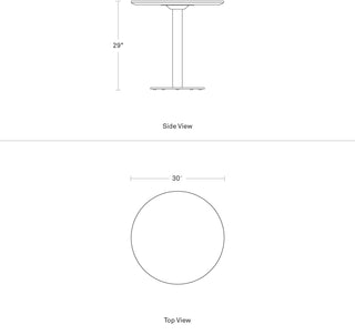 A dimensional drawing of the Easy Cafe Table
