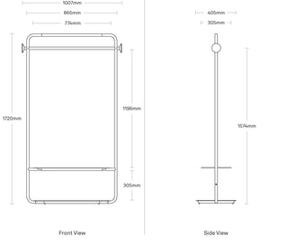 A dimensional drawing of the Garden Party Garment Rack