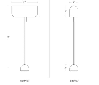 A dimensional drawing of the Hightop Floor Lamp