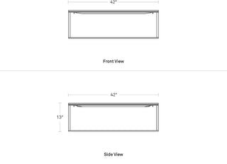 A dimensional drawing of the Minimalista Square Coffee Table
