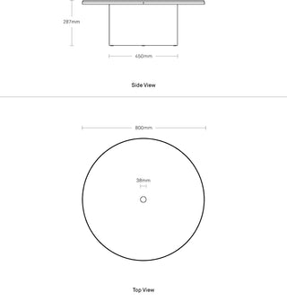 A dimensional drawing of the Plateau Coffee Table