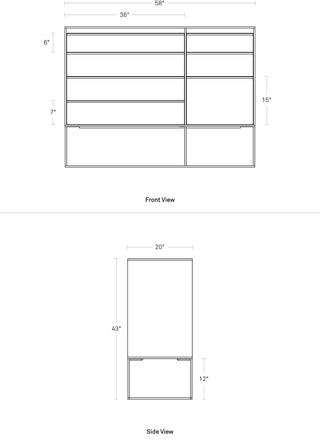 A dimensional drawing of the Rule Large Dresser