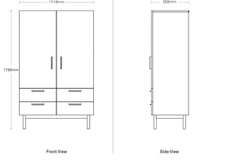 A dimensional drawing of the Shale Wardrobe