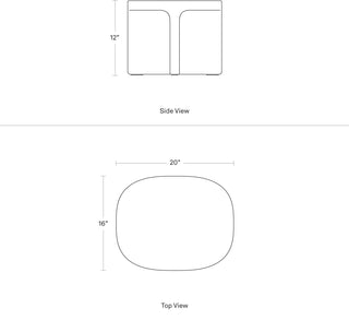 A dimensional drawing of the Small Talk Side Table