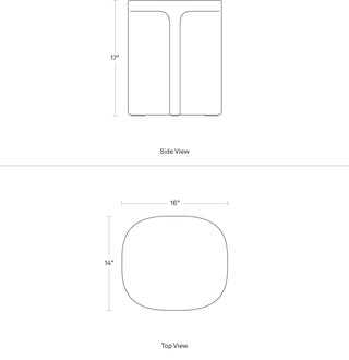 A dimensional drawing of the Small Talk Tall Side Table
