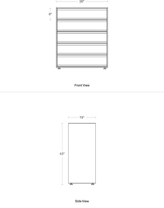 A dimensional drawing of the Superchoice 5 Drawer Dresser