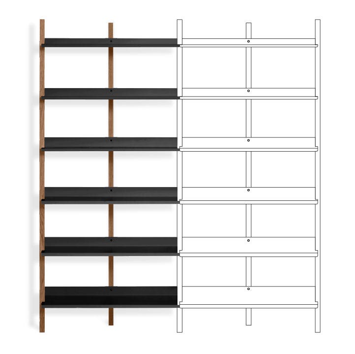 Browser Tall Add-on Bookcase in Walnut / Oblivion