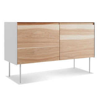 Clad 2 Door Credenza in Hickory / White - Angle 3