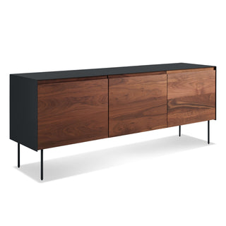 Clad 3 Door Credenza in Walnut / Oblivion - Angle 4