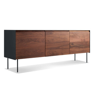 Clad 3 Door Credenza in Walnut / Oblivion - Angle 3
