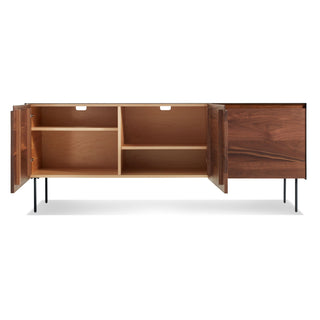Clad 3 Door Credenza in Walnut / Oblivion - Angle 2