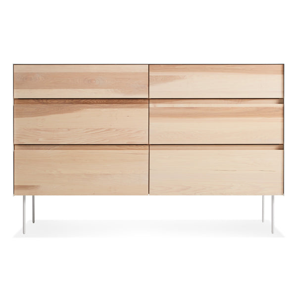Clad 6 Drawer Dresser in Hickory / White - Angle 1