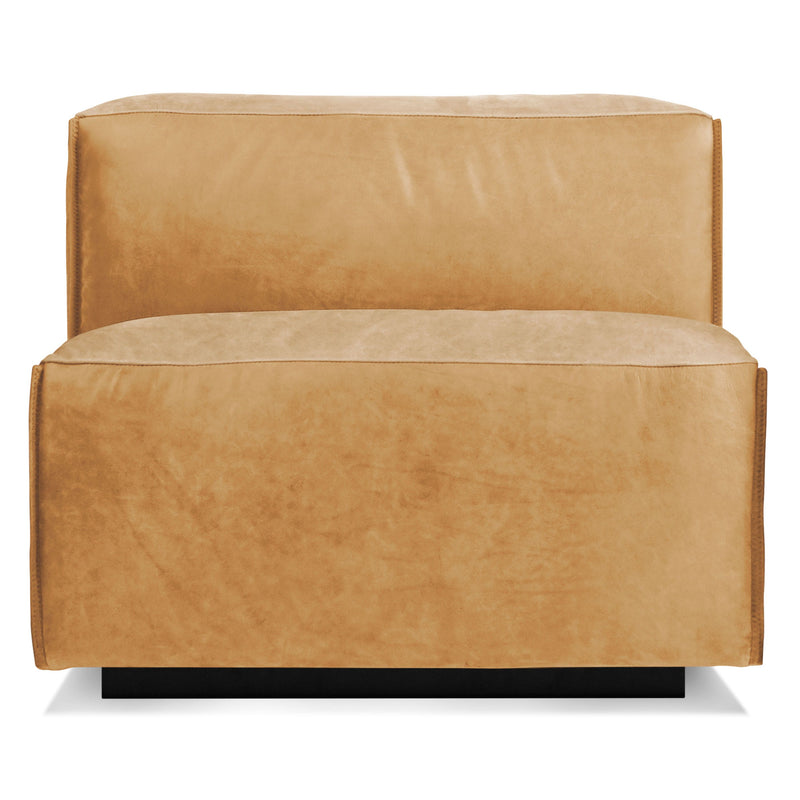 Cleon Armless Lounge Chair in Camel Leather