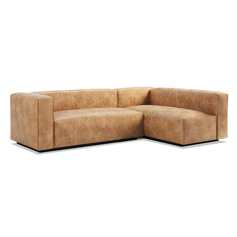 Cleon Small Sectional Sofa in Camel Leather