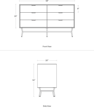 Dang 6 Drawer Dresser in Navy Green - Angle 10