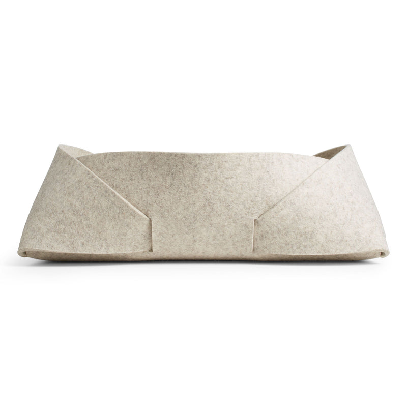Double Tuck Large Felt Basket in Heathered Off White - Angle 1
