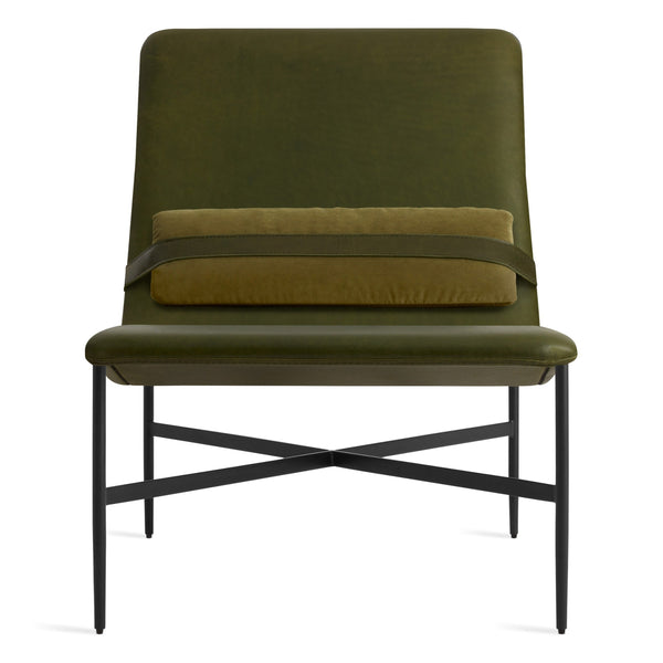 Deep Thoughts Leather Lounge Chair in Loden Green Leather - Angle 1