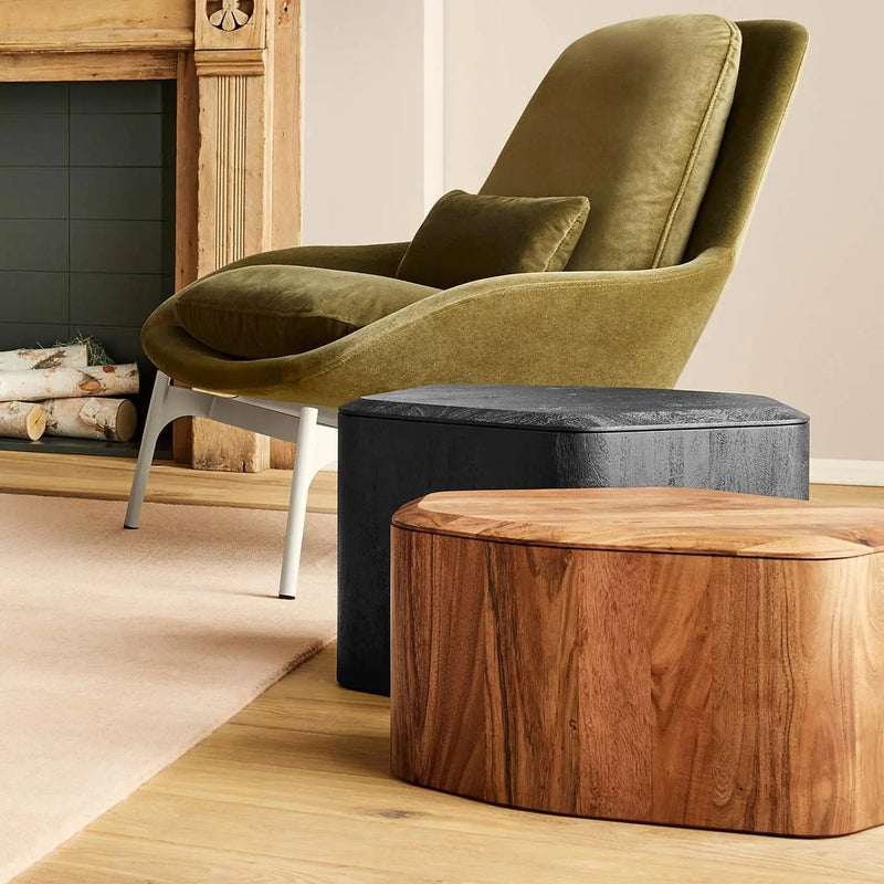 Hoard Tall Side Table with Storage in Black-Stained Acacia