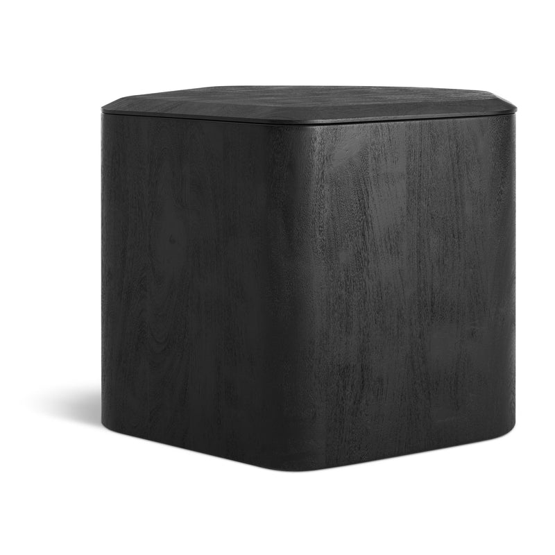 Hoard Tall Side Table with Storage in Black-Stained Acacia