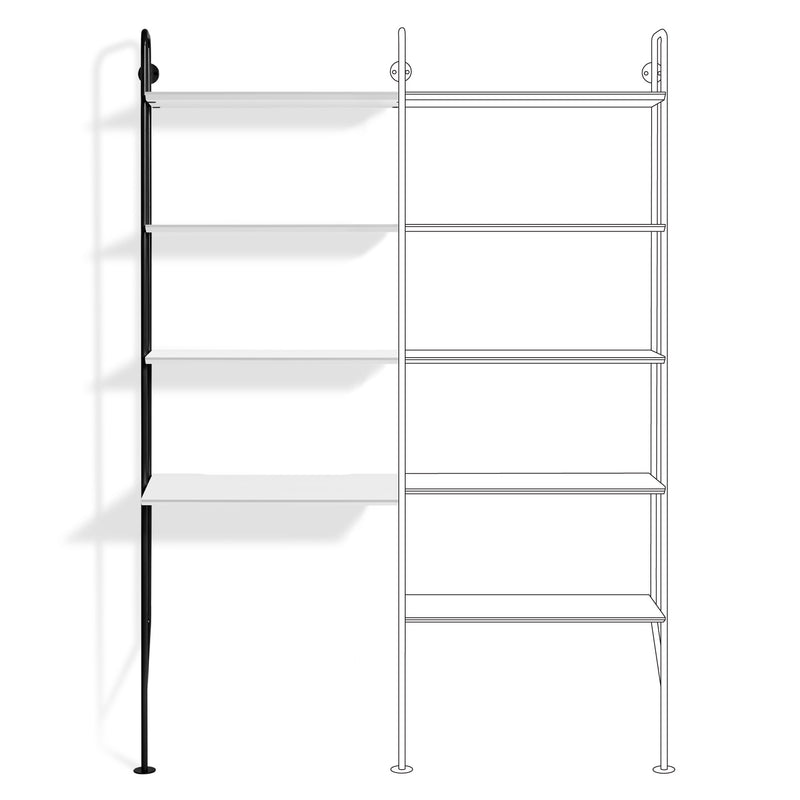 Hitch Add-on Bookcase and Desk in White