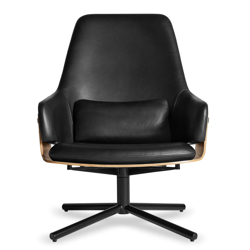 Lock Lounge Chair in Onyx Leather - Angle 1