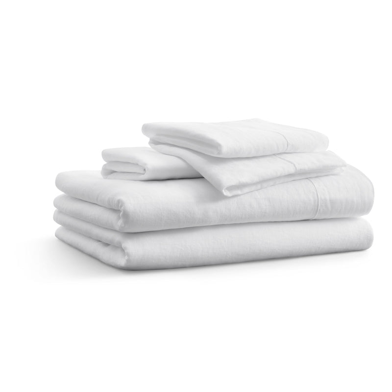 Blu Dot Stone Washed Linen Sheet Set in White