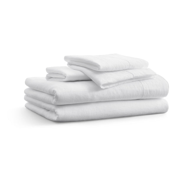 Blu Dot Stone Washed Linen Sheet Set in White - Angle 1