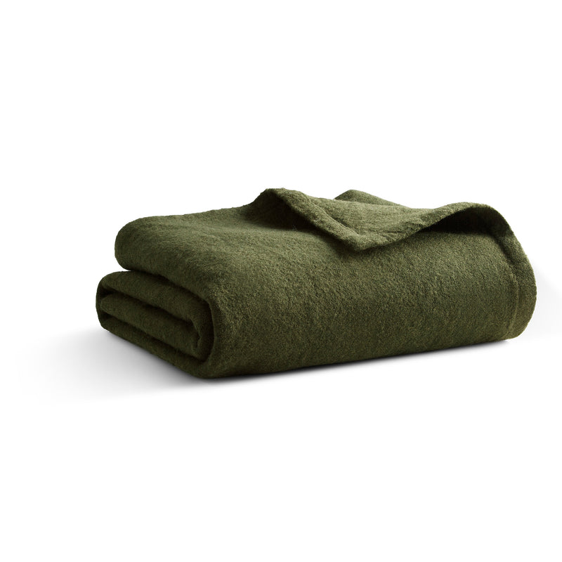 Moody Wool Throw in Olive