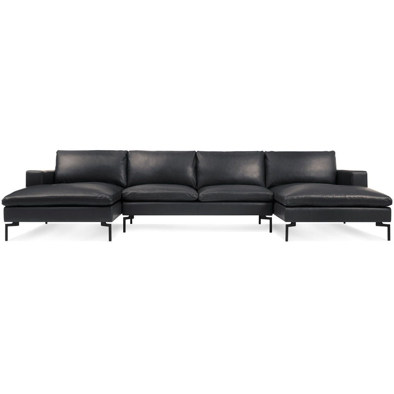 New Standard U-Shaped Sectional Sofa in Granite Leather