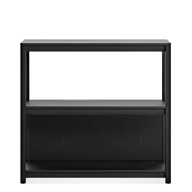 Open Plan Small Low Bookcase in Black on Ash