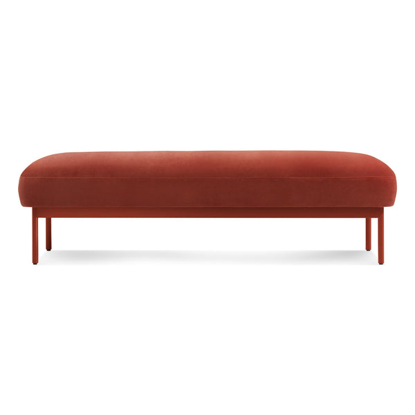 Puff Puff Bench in Tomato Velvet - Angle 1
