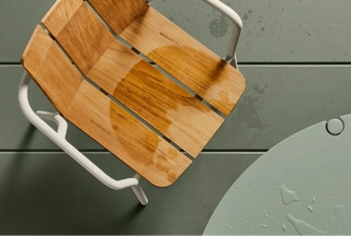 Overhead view of a wooden dining chair