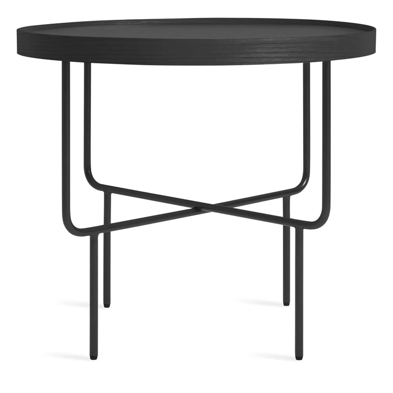 Roundhouse Low Side Table in Black on Oak