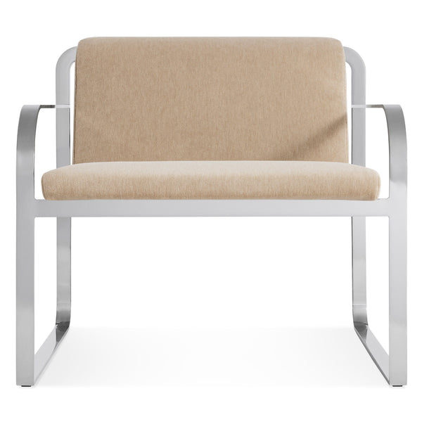 Skald Lounge Chair in Stone Velvet - Angle 1