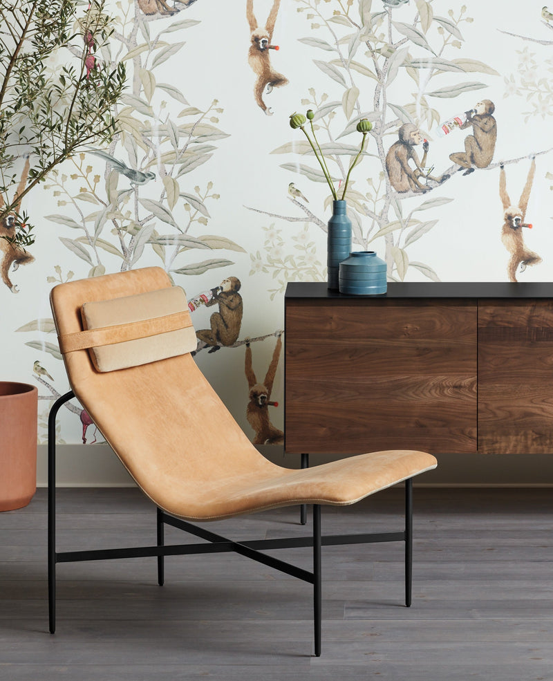 Deep Thoughts Leather Lounge Chair in Ink Leather - Angle 2