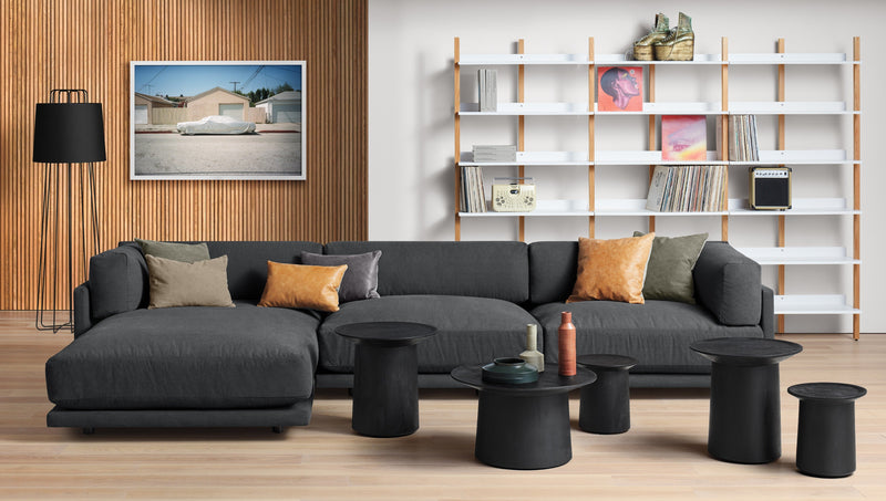 Sunday Sofa with Chaise in Kelso Charcoal - Angle 2