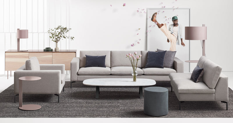 Bumper Small Ottoman in Vesper Navy Green - Angle 2