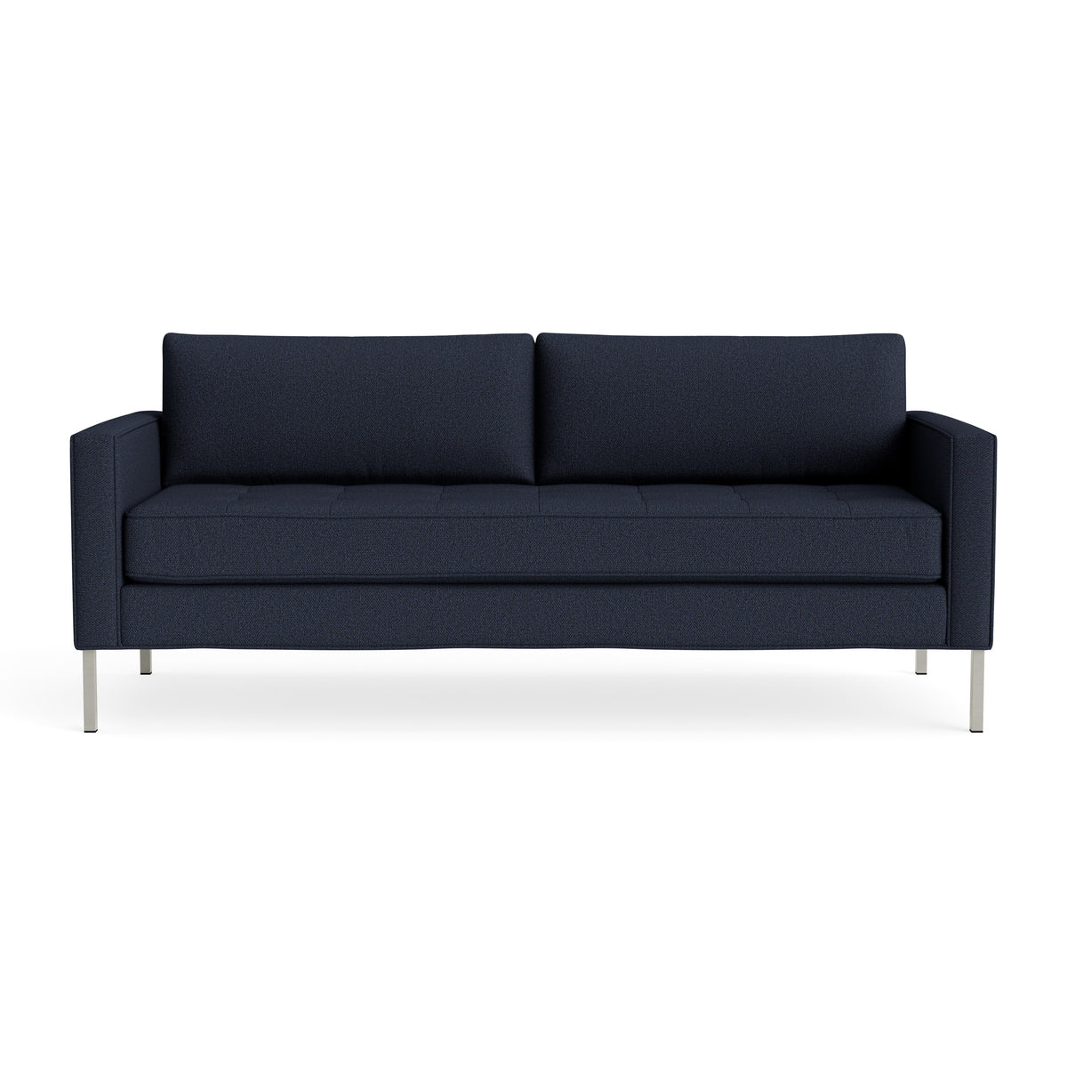 Navy blue sofa on a white background