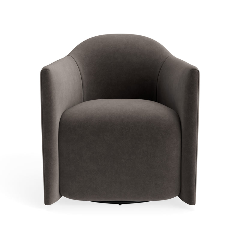 About Face Swivel Lounge Chair in Storm Velvet - Angle 1