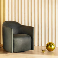 About Face Swivel Lounge Chair in Ink Leather - Angle 3