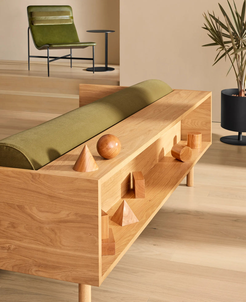 Souvenir Sofa in Storm Velvet / White Oak