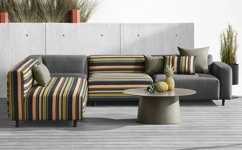 9 Yard Outdoor L Sectional Sofa in Sunbrella Coal