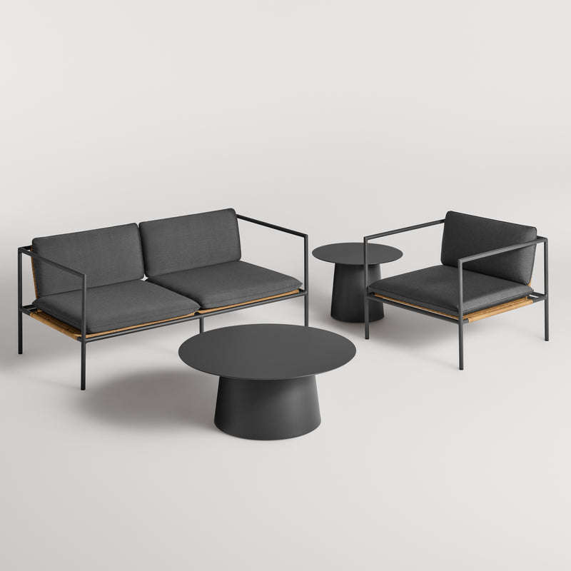 Dog Days + Circula Patio Set in Sunbrella Coal / Charcoal - Angle 2