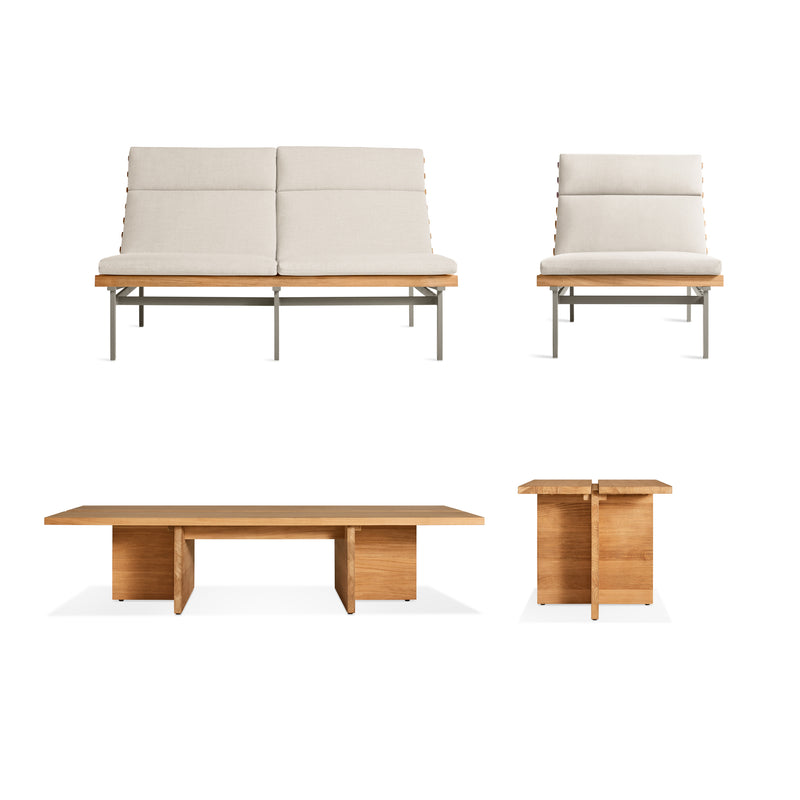 Perch + NowThen Patio Set in Sunbrella Haze - Angle 1