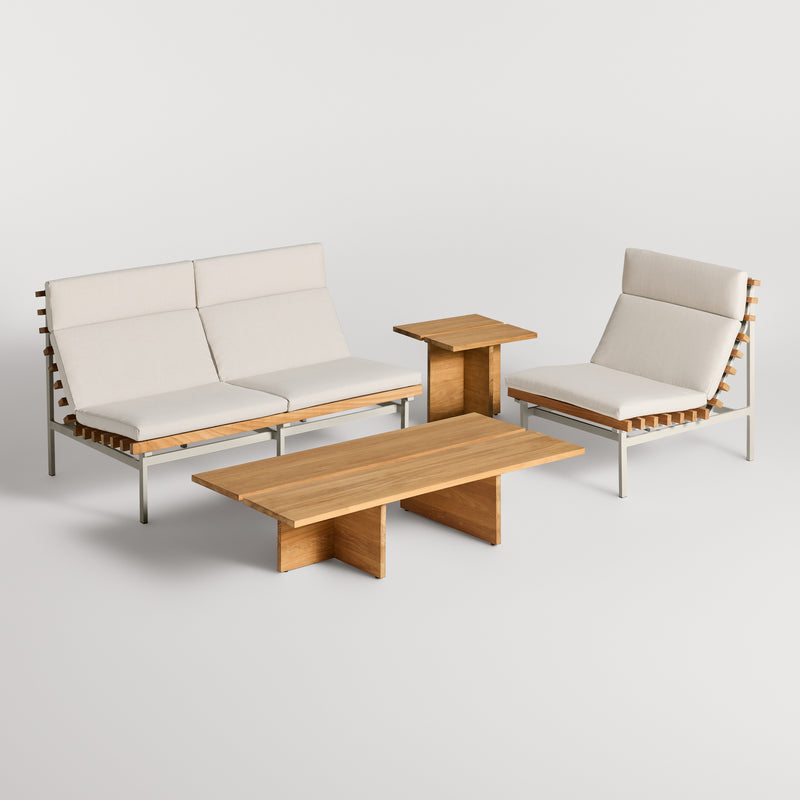 Perch + NowThen Patio Set in Sunbrella Haze - Angle 2