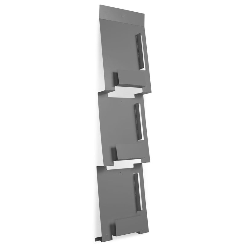 2D:3D Wall Magazine Rack in Gunmetal Grey - Angle 1